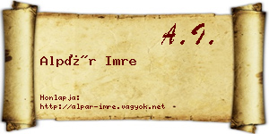Alpár Imre névjegykártya